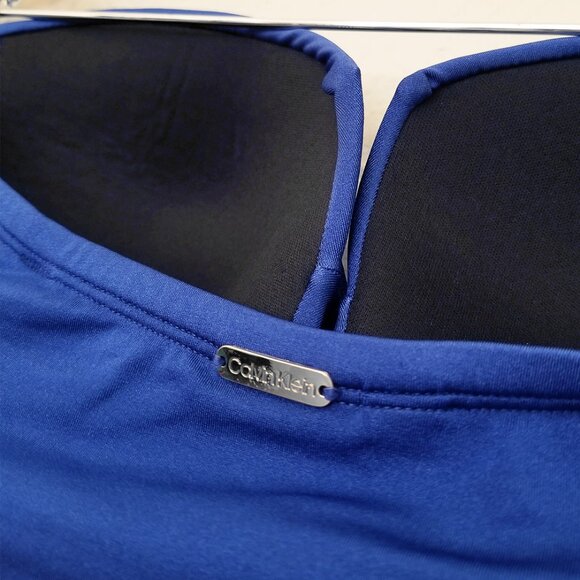 CALVIN KLEIN Women's 8 Blue Tummy Control Split-Cup Bandeau One Piece Swimsuit - Picture 13 of 16